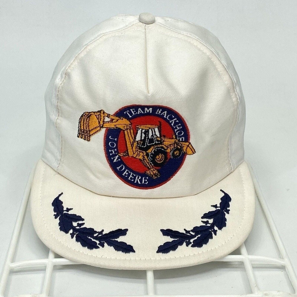 Vintage John‎ Deere Team Backhoe Mesh Snapback Hat Black Leaf Louisville MFG Co